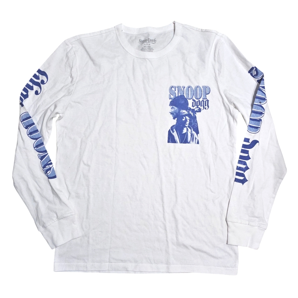 SNOOP DOGG Long Sleeve Graphic Tee, White T-Shirt Mens Medium